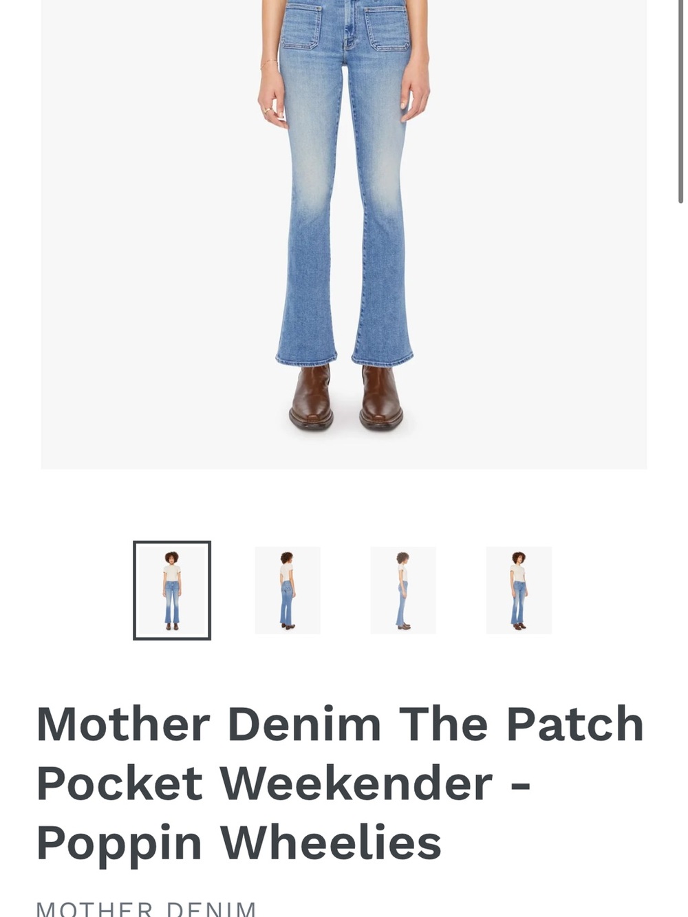 MOTHER Poppin Wheelies Patch Pocket Flare Jeans - Light Blue
